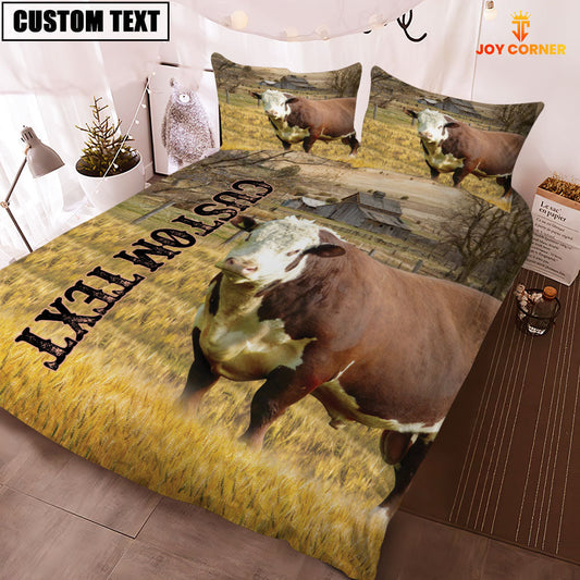 Uni Personalized Name Hereford Cattle On The Farm 3D Bedding Set