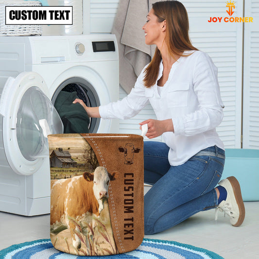 Uni Fleckvieh Brown Farm Custom Name Laundry Basket