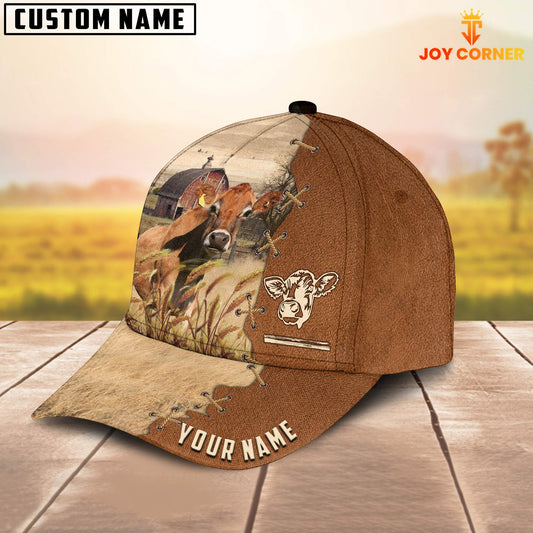 Uni Jersey Custom Name Brown Leather Pattern Cap