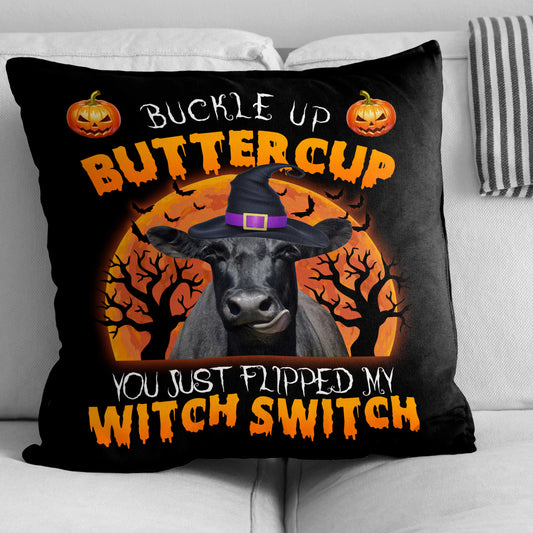 Uni Happy Halloween Black Angus Buckle Up Butter Cup Pillow Case