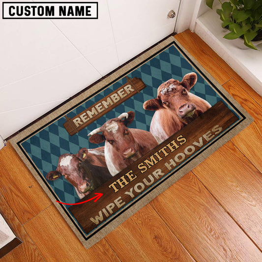 Uni Shorthorn Wipe Your Hooves Custom Name Doormat