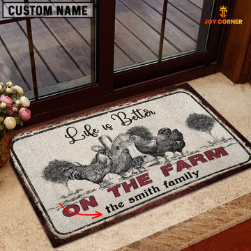 Uni Chicken Life is Better Custom Name Doormat