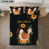 Uni Chicken Black Art Pattern Custom Name Bedding Set