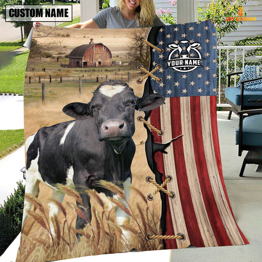 Uni Personalized Name Holstein Flag Vintage Blanket