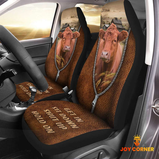 Uni Red Angus Zipper Leather Pattern Car Seat Covers Universal Fit (2Pcs)