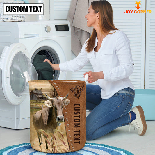 Uni Brown Swiss Brown Farm Custom Name Laundry Basket