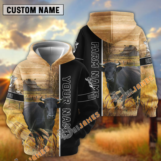 UniJames Half Black & Farm Dexter Cattle Personalized Hoodie