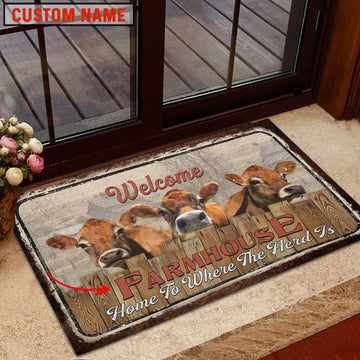 Uni Jersey Custom Name - Home To Where The Herd Is FarmHouse Doormat