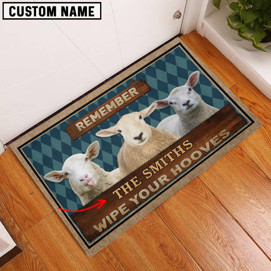 Uni Sheep Wipe Your Hooves Custom Name Doormat
