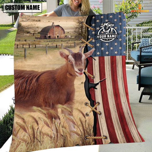 Uni Personalized Name Goat Flag Vintage Blanket