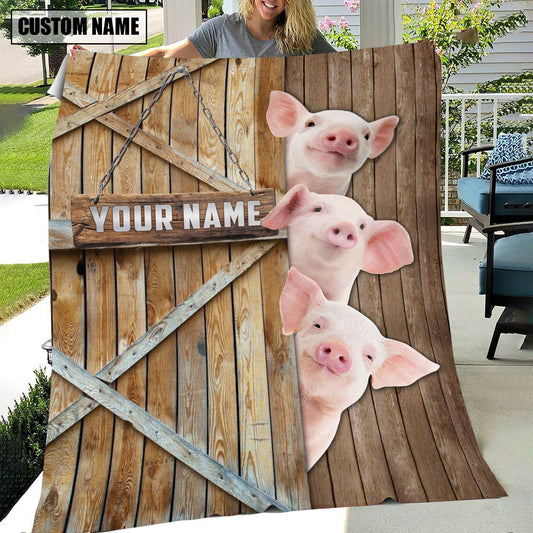 Uni Personalized Name Pig Barn Blanket