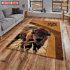 Uni Bison Farming Brown Personalized Name 3D Rug