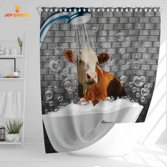 Uni Simmental Brick Wall 3D Shower Curtain