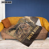 Uni Personalized Name Bear Leather Pattern Blanket