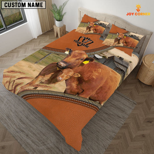 Uni Red Angus On The Farm Customized Name 3D Bedding Set