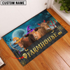 Uni Red Angus Farmhouse Halloween Custom Name Doormat