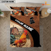 Uni Rooster On The Farm Customized Name Red Barn Bedding Set