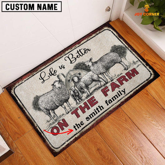 Uni Sheep Life is Better Custom Name Doormat