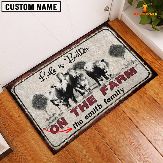 Uni Charolais Life is Better Custom Name Doormat