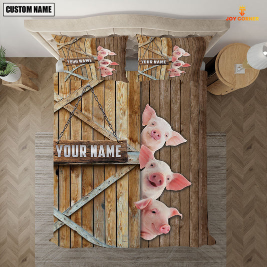 Uni Happy Farm Pig Wooden Door Bedding Set