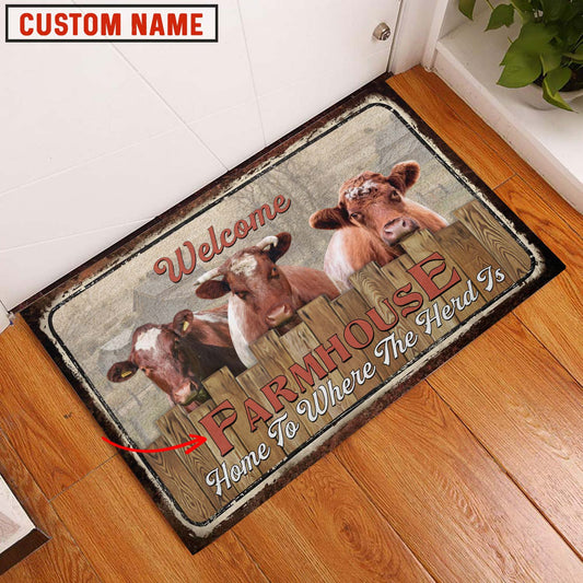 Uni Shorthorn Custom Name - Home To Where The Herd Is FarmHouse Doormat