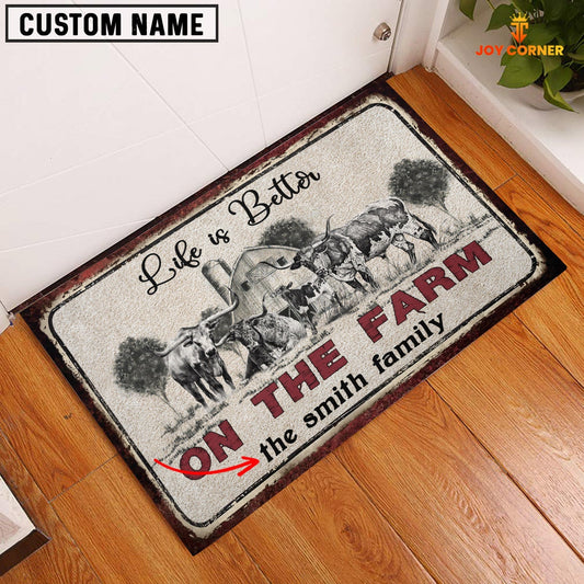 Uni Texas Longhorn Life is Better Custom Name Doormat