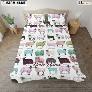 Uni Sheep Breed Pattern Custom Name Bedding Set