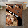 Uni Texas Longhorn On The Farm Customized Name Red Barn Bedding Set