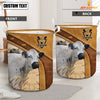 Uni British White Park Cattle Brown Custom Name Basket