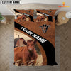 Uni Red Angus On The Farm Customized Name Red Barn Bedding Set