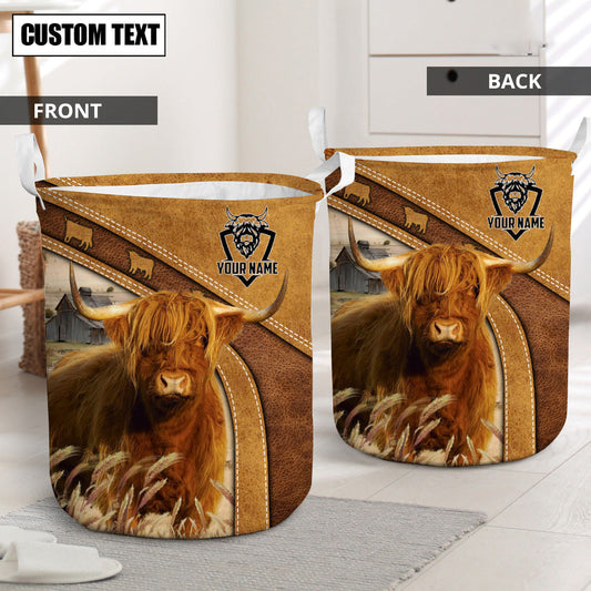 Uni Highland Cattle Brown Custom Name Basket