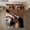 Uni Shorthorn On The Farm Customized Name Red Barn Bedding Set