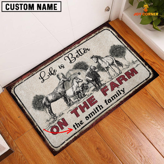 Uni Horse Life is Better Custom Name Doormat