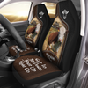 Uni Hereford Personalized Name Black And Brown Leather Pattern Car Seat Covers Universal Fit (2Pcs)