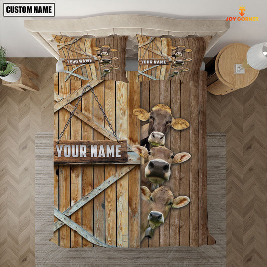 Uni Happy Farm Brown Swiss Wooden Door Bedding Set