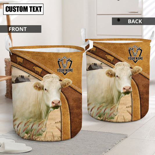 Uni Charolais Cattle Brown Custom Name Basket