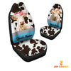 Uni Charolais Pattern Customized Name Dairy Cow Car Seat Cover Set