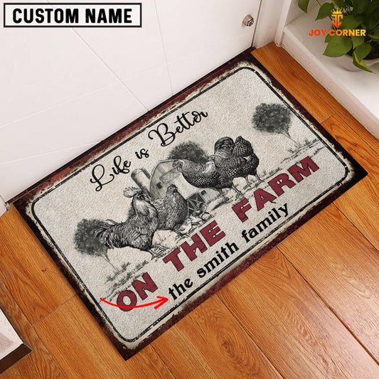 Uni Chicken Life is Better Custom Name Doormat