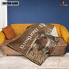 Uni Personalized Name Shorthorn Farm Leather Brown Blanket