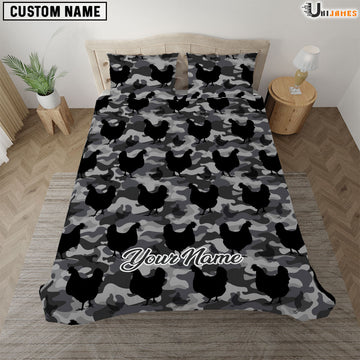 Uni Chicken Black Camo Pattern Custom Name Bedding Set
