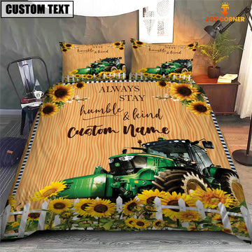 Uni Tractor Stay Humble And Kind Custom Name Bedding Set