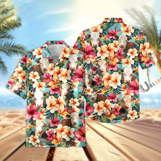 Unique Hereford Tropical Flower Pattern Seamless Hawaiian Shirt