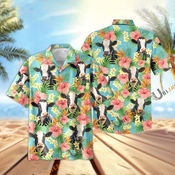 Uni Holstein Tropical Plants Leaves 3D Hawaiian Shirt