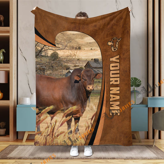 Uni Personalized Name Beefmaster Premium Brown Pattern 3D Blanket