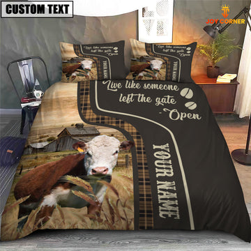 Uni Hereford Like Someone Left The Gate Open Customized Name 3D Bedding Set