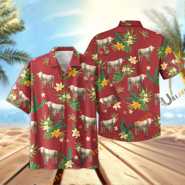 Uni Charolais Vintage Red Summer Hawaiian Shirt