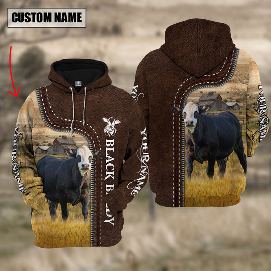 Uni Black Baldy Farming Leather Pattern Personalized 3D Hoodie