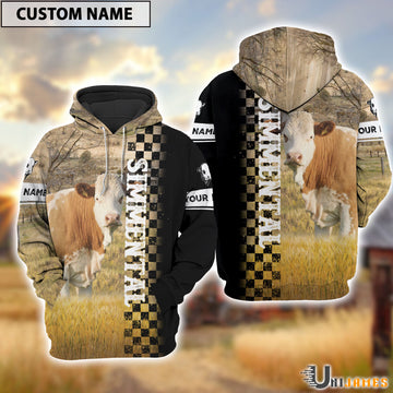 Uni Personalized Name Simmental Day & Night On The Farm 3D Hoodie