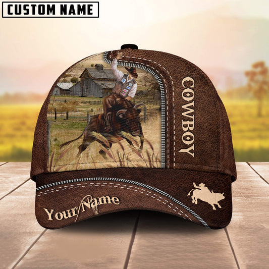 Uni Cowboy Customized Name Leather Pattern Cap