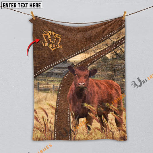 Uni Personalized Name Red Angus Brown Blanket